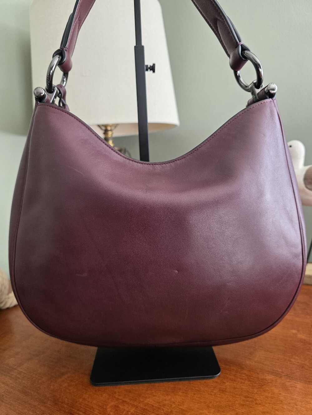 Coach 21025E Mae Hobo Oxblood Leather Shoulder Crossbody Bag - Picture 4 of 16